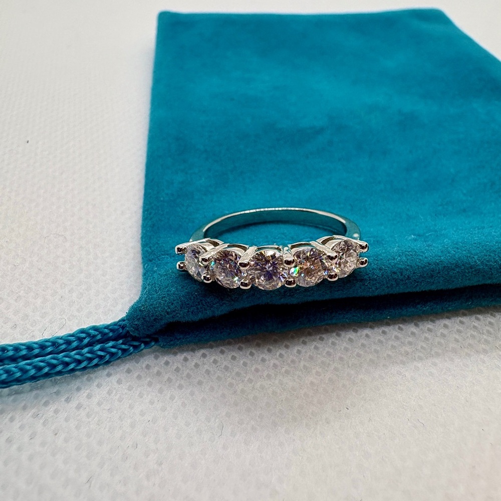 1.5 CT Moissanite Half-Eternity Ring | 14K Gold Plated | Size 6 | Certified